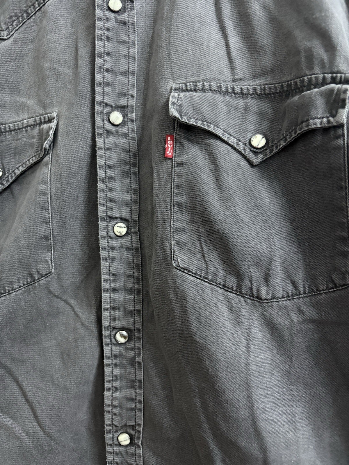 Levi’s Men’s Shirt Western Style Grey - Size M - Long Sleeve - Excellent Condition image 2