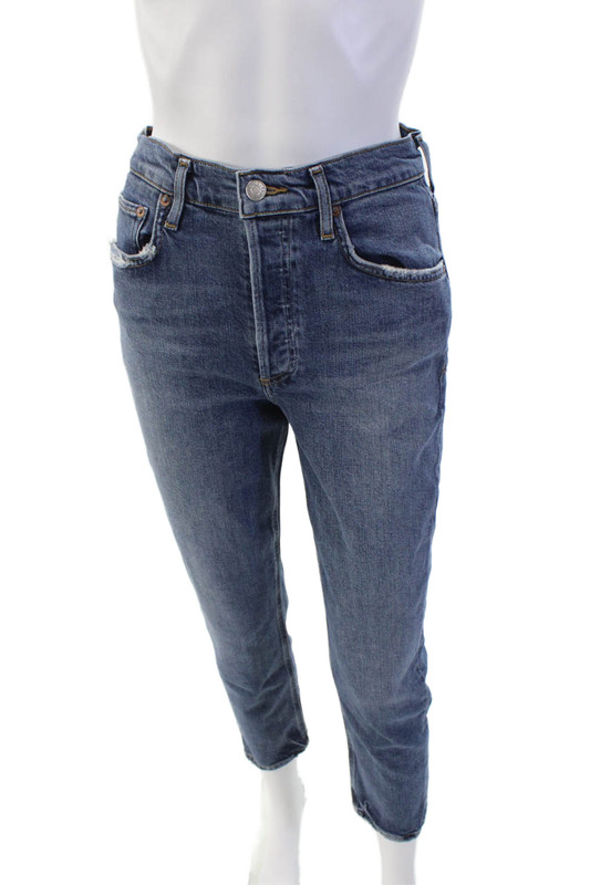 Agolde Womens Cotton Medium Wash High-Waisted Skinny Jeans Blue Size 25