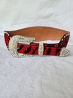 3D DDD Calf Hair Red Zebra Western Rhinestone Wide Back Leather Hip Belt $166  M — photo 2