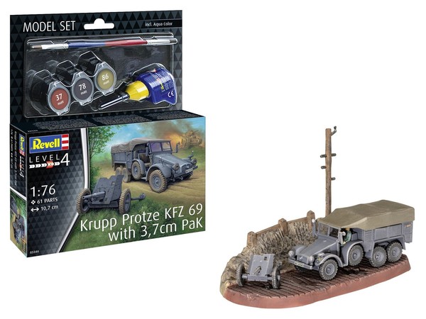 Revell 63344 Model Set Krupp Protze KFZ 69 With 3,7Cm Pak NEW In OVP-image