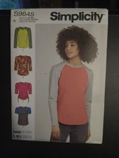 SIMPLICITY 9645 KNIT TOPS Misses Sewing Pattern Sizes XS-XXL Skill: EASY