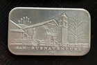 1974 El Dorado Mint 1 oz Silver Bar .999 San Buenaventura Missions Of California