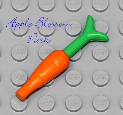 NEW Lego Minifig ORANGE CARROT w/Green Plant Stem - City Minifigure Kitchen Food