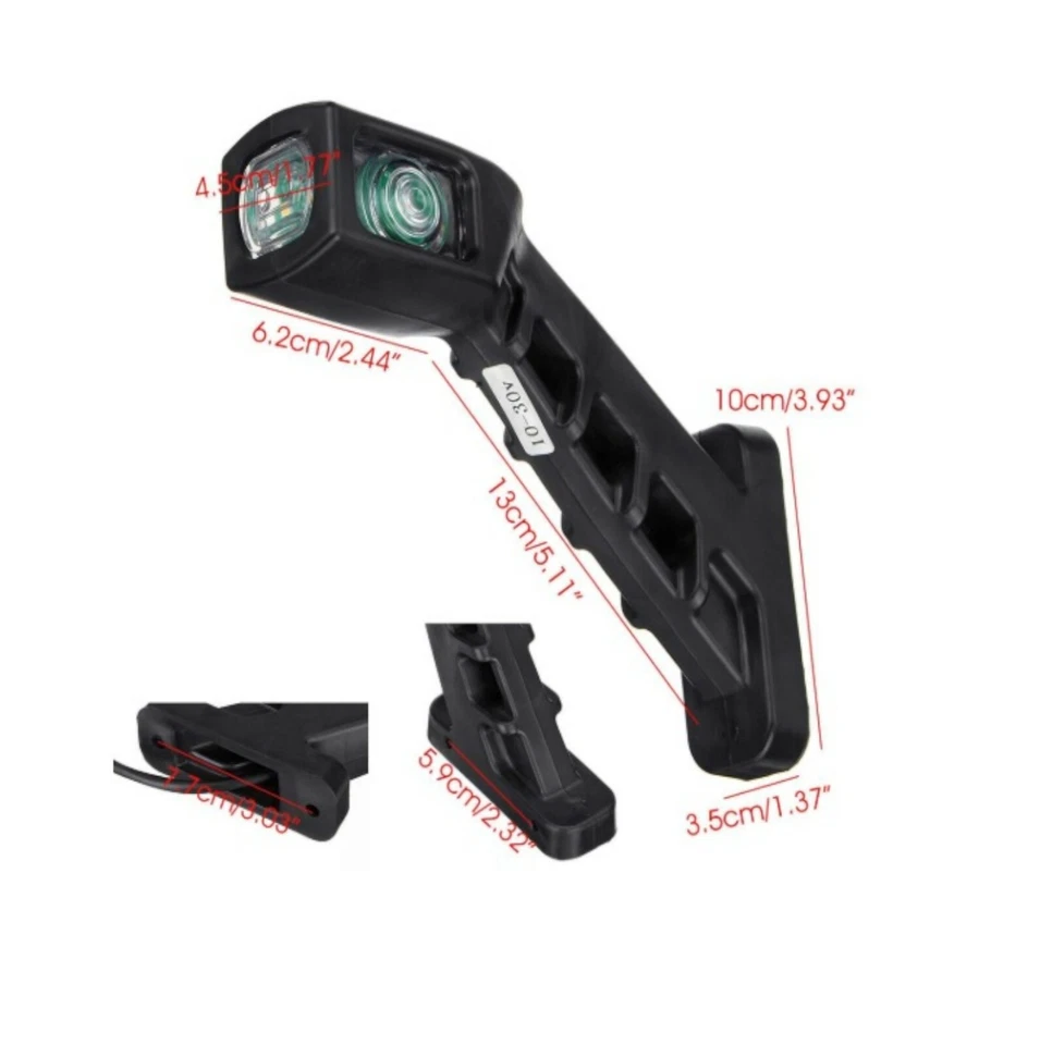 Coppia 12/24V Luce Ingombro LED Arancio Rosso Bianco Gambe Gomma Fanale Laterale - Immagine 2 di 4