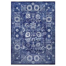 9'10" x 14' Blue Tebraz with Leaf Design Hand Knotted Wool and Silk Rug R91227
