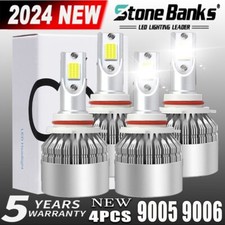 9005 9006 LED Headlights Kit Combo Bulbs High Low Beam Super White Bright 6500K