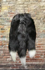 1 Natural Fur Silver Fox Tail Key Chain Charm Genuine Real Animal XL Keychain