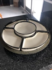 MCM VINTAGE Tomeoni Bros. 5 Piece Ceramic Lazy Susan Appetizer Serving Dishes