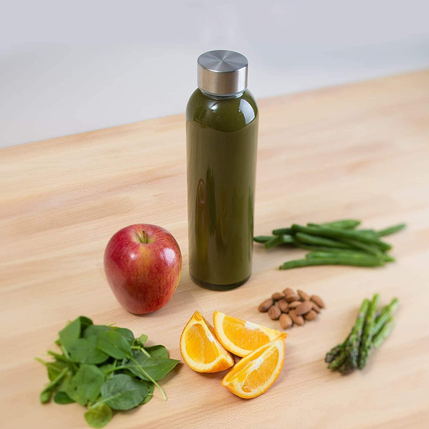 Glass Beverage Drinking Water Bottles Leakproof Cap Reusable Juice 16 Oz 8 Pack