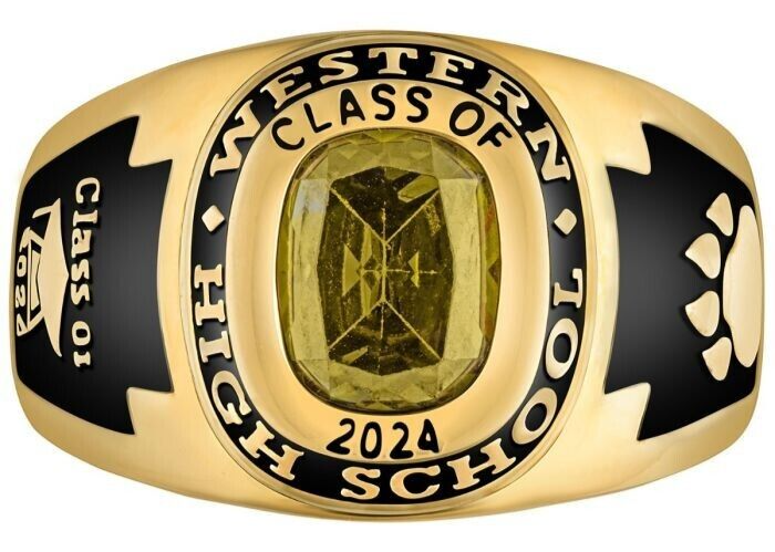 925 Silver Customized Rectangle Cut High School College & Class Graduation Ring