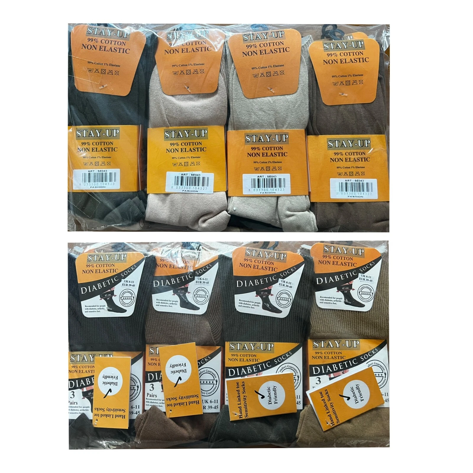 12 Pairs Men Socks Diabetic Socks 99% Cotton Non Elastic Size 6-11 Soft Top