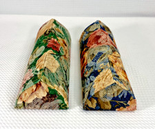 Vintage Pair Floral Tapestry Hard Eyeglass Cases Retro Fabric Covered Set