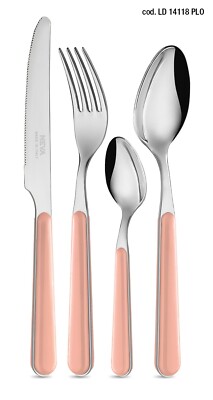 Neva servizio tavola 6 persone set posate 24pz tinta unita POLVEROSO ROSA ANTICO
