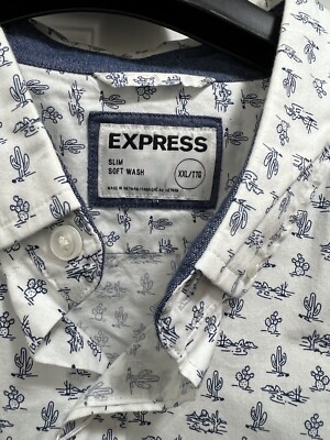 Express Shirt Mens Button Slim Soft Wash White Long Sleeve Cactus XXL  Cotton | eBay
