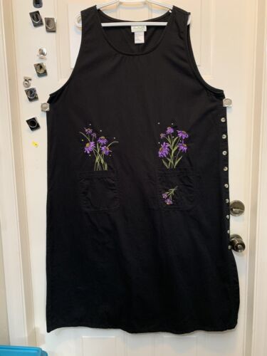 Dress Sleeveless Size 2X Long Jumper Quacker Factory  Black Color  Pockets - Picture 1 of 9