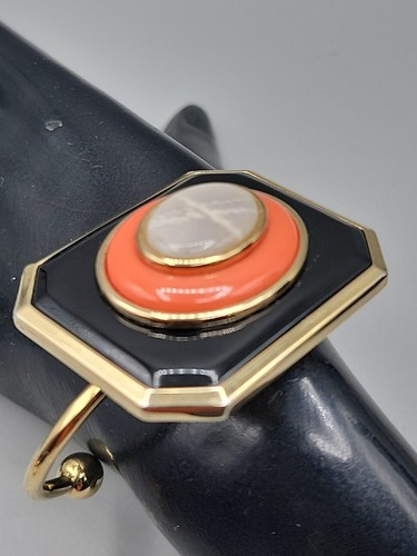 HOUSE OF HARLOW 1960 Brass With Jewels Open Cuff Bracelet Nicole Ritchie Sz 6 - Picture 16 of 21