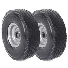 2-Pack 10-Inch Solid Wheels   Flat-Free Tire Replacement for Carts  Hand Trucks