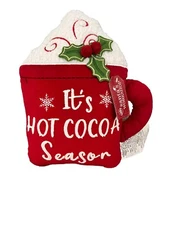 Christmas Mug Of Beverage Red Accent Pillow “ It’s Hot Cocoa Season”