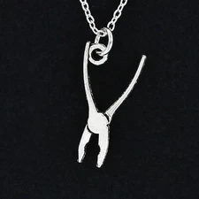 PLIERS NECKLACE on Chain or Charm Only - Pewter 3D Tool Pair Plumbing Plumber