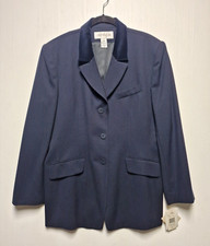 Jones New York Blazer Jacket Women's 16 Black Lined Notch Lapel Single Breasted