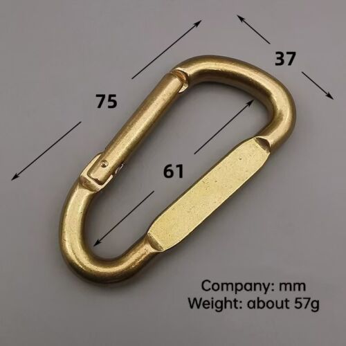 3 inch Solid brass D Oval Spring load Snap Carabiner keychain Hook Clip Purse- - Picture 3 of 8