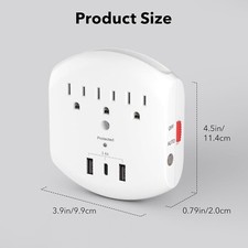 3-Outlet Extender, Multi Plug Outlets,Surge Protector with Top Phone Holder