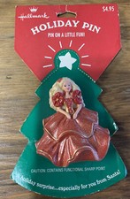 Hallmark Holiday Barbie Pin 1995 Vintage Christmas Barbie Collectible Red