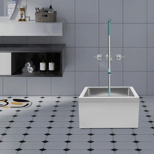 Lavabo scopa 22"L x 19"W acciaio inox utilità montaggio a pavimento lavabo argento - Foto 1 di 15