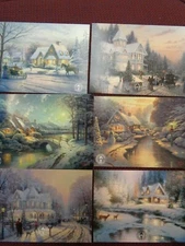 Thomas Kinkade postcards (6) images Christmas, Holiday Gathering,Deer Creek,
