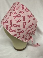 Men/Women Surgical Scrub Cap Lined Breast Cancer Awareness  100 Cotton