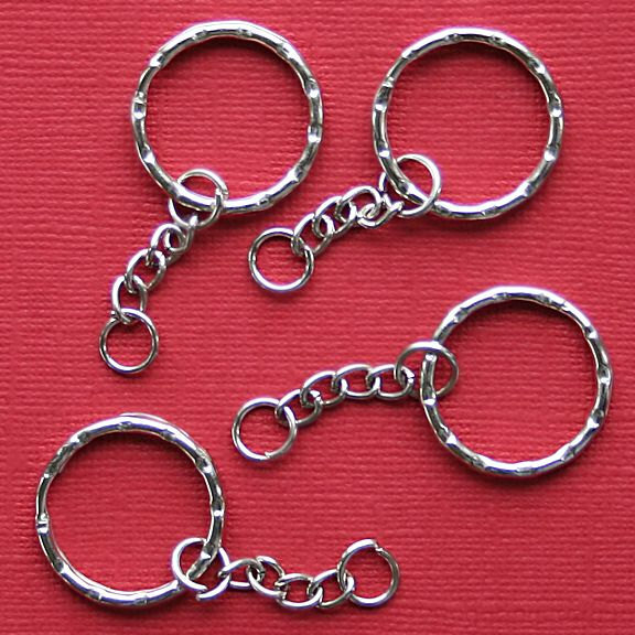 6 Key Chain Rings 20mm with Attached Chain Z005 | eBay