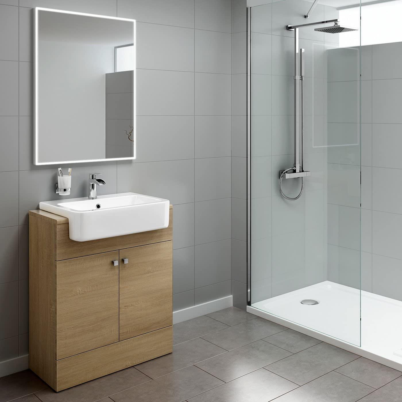 Bathroom Cabinet Vanity Unit Sink Basin Storage Deep 660mm Oak | eBay UK