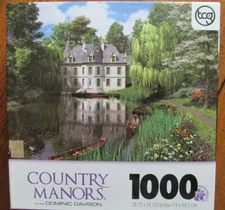 COUNTRY MANORS 1000 Piece Jigsaw Puzzle 28.75 X 19.125 River Mansion Cottage New