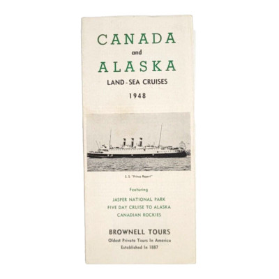 c1948 Brownell Tours Canada Alaska Cruises Jasper National Park SS Prince Rupert