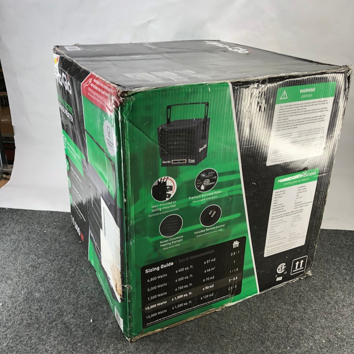 DYNAGLO EG10000DH Dual Heat 10,000w Electric Garage Heater W/Remote