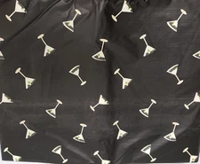 Peva Vinyl Tablecloth 52"x90" Oblong (6-8 people) COCKTAILS GLASSES ON BLACK,BH
