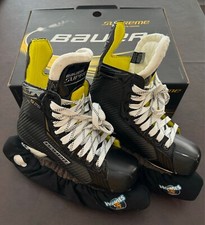 Junior BAUER Supreme S25 Black Ice Hockey Skates Size 2 Covers Guards