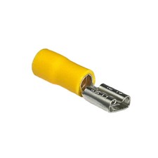 Quick Connect Terminals, Female, PVC Insulated, 10-12 AWG Wire, Yellow, 100 Pcs
