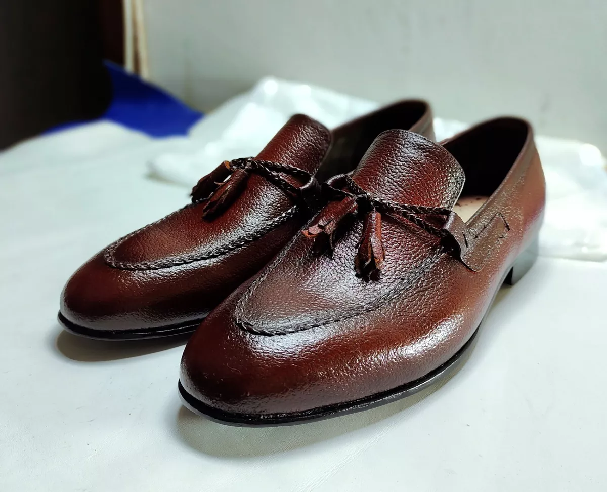 Made to Measure Men s Genuine Brown Leather Loafer Moccasin Slip on Dress Shoes