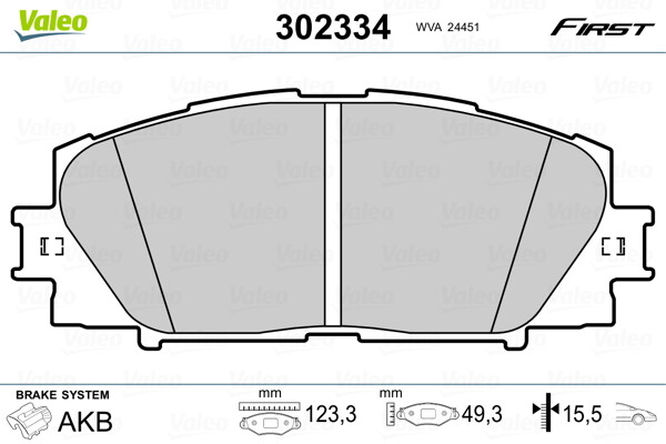 302334 VALEO Brake Pad Set, disc brake for LEXUS,TOYOTA,TOYOTA (FAW)