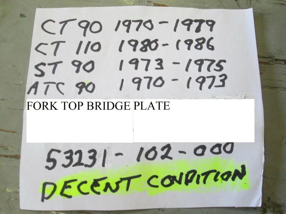 PLACA PUENTE SUPERIOR HORQUILLA HONDA CT90 / CT110 / SL90 / ATC90 53131-102-000 Foto 3 de 4