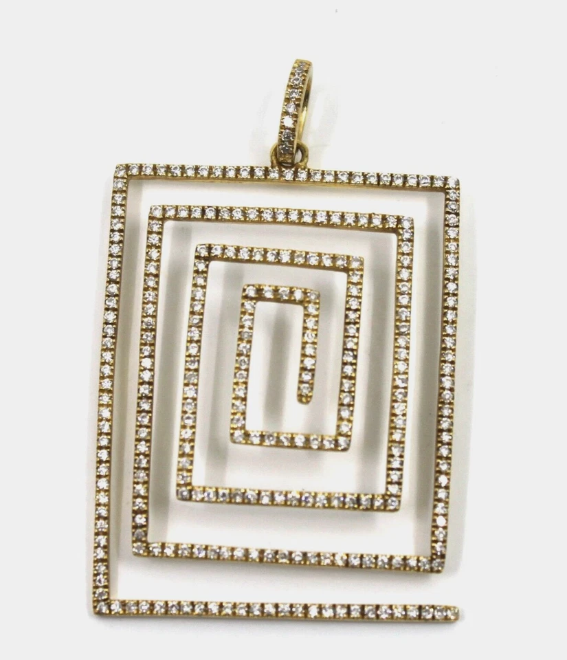 Geometric Swirl Rectangular 0.92 Tcw. Diamond Pendant in 18k Solid Yellow Gold - Image 2 of 4