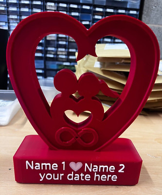 3D Druck Liebe Herz Ornament Personalisieren Sie mit Ihrem Namen und Datum! 22cm mal 18cm
