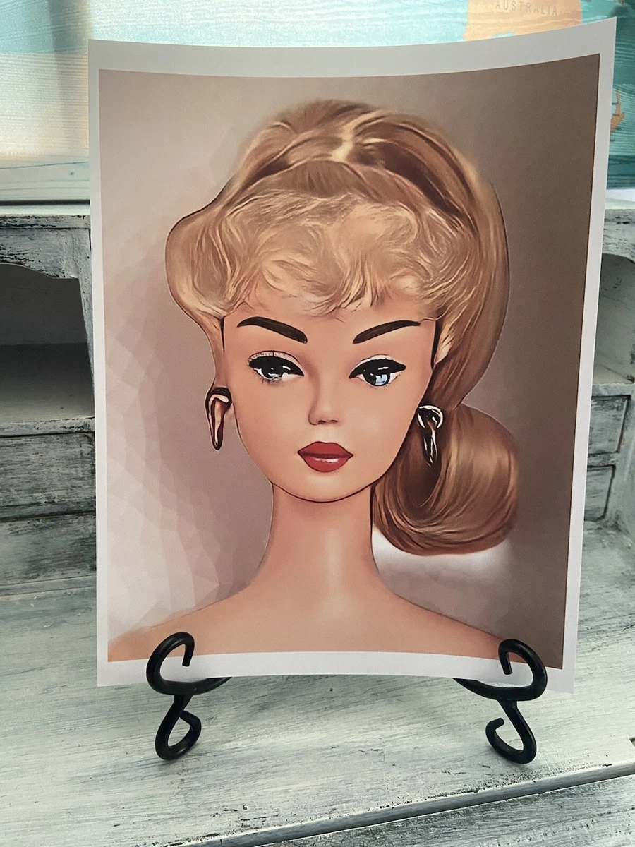 Retro Barbie Portrait Art Print 8x10 Blonde Ponytail Barbie #202A | eBay