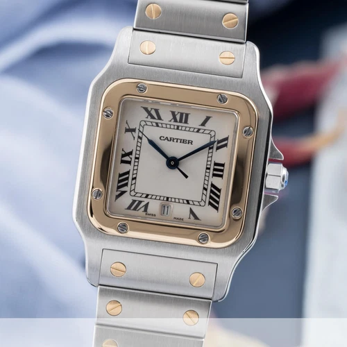 Cartier Santos Galbée Date Edelstahl / Gold Medium Size Ref. W20011C4 Klassiker