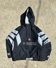 Vintage Starter NFL Pro Line Oakland Raiders Hooded Jacket Black Gray Size L