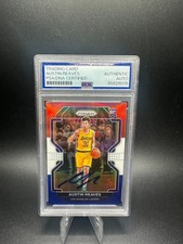 2021-22 Panini Prizm Austin Reaves Rookie Auto RC RED WHITE AND BLUE #165 PSA