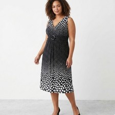 Perceptions New York Black and White Dot Midi Dress Size 16 aesthetic/retro