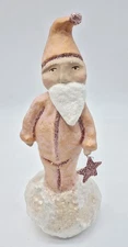 Dee Foust for Bethany Lowe Designs SANTA Figurine Pink Glitter 9" Rare HTF