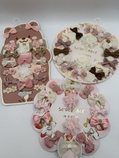 Baby Girls Hair Barrettes Bows Pony Tail Holder Lot Of 3 Pink Neutral Cute Gift